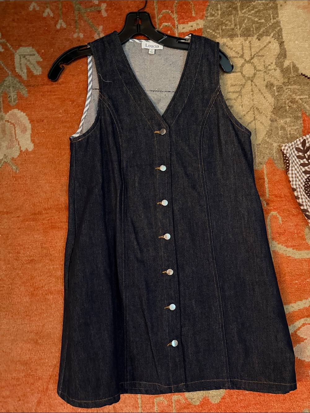 Dark Blue Denim Mini Dress - Sleeveless Button-Front